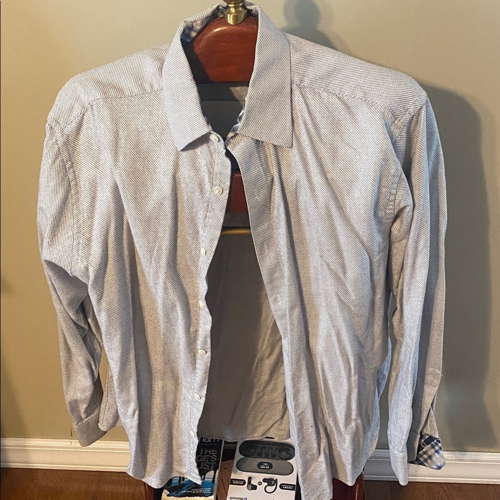 Johnston & Murphy Blue Plaid Shirt